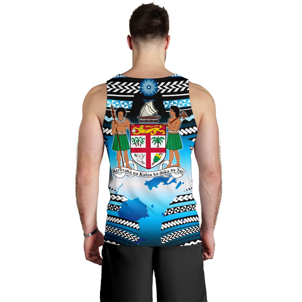 Fiji Rugby Men Tank Top Map Creative Style - Polynesian Pride