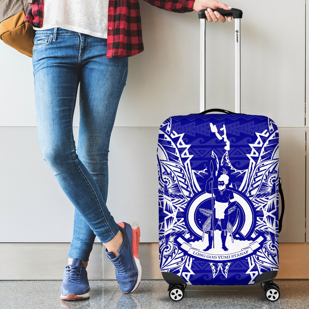 Vanuatu Polynesian Luggage Covers Map Blue - Polynesian Pride