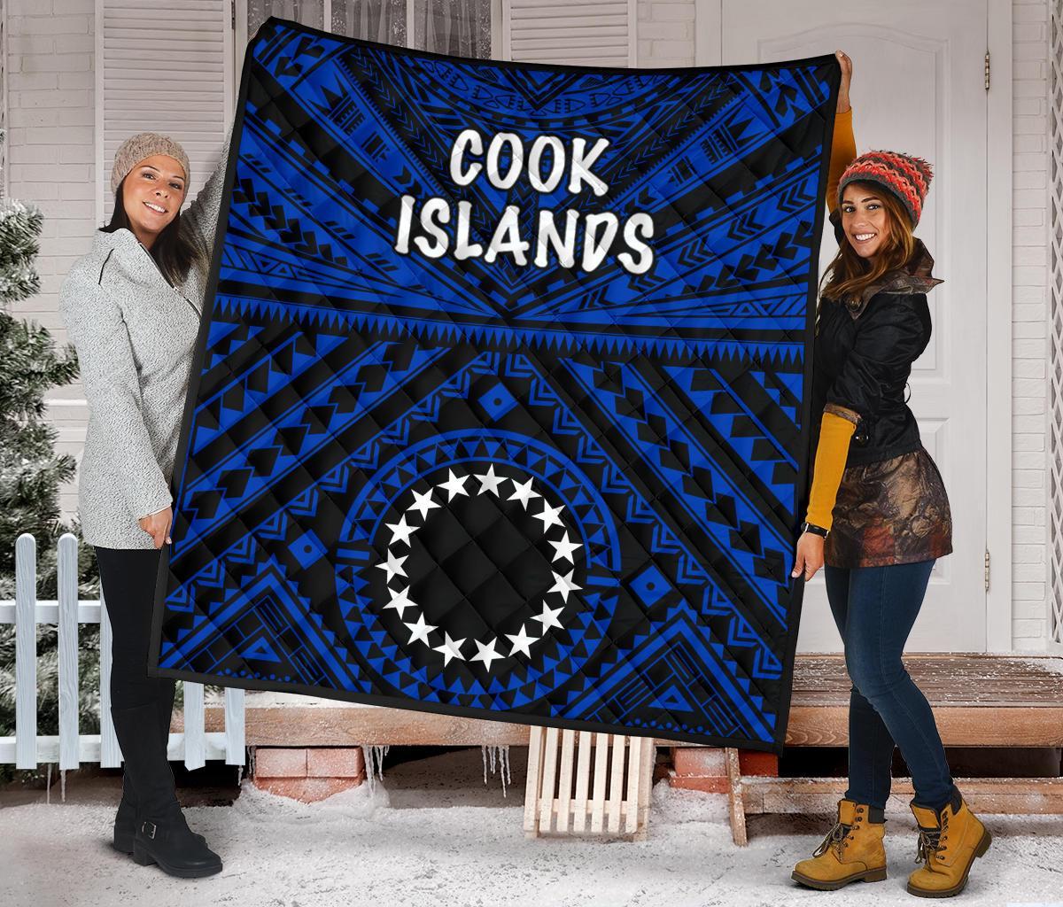 Cook Island Premium Quilt - Seal With Polynesian Tattoo Style ( Blue) - Polynesian Pride