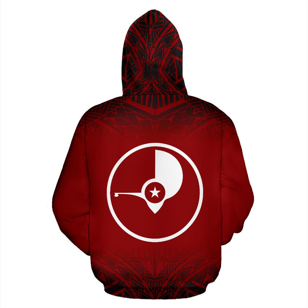 Yap All Over Hoodie Red Fog Style - Polynesian Pride