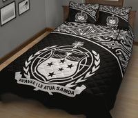 Samoa Quilt Bed Set - Samoa Coat Of Arms Polynesian Black Curve Version - Polynesian Pride