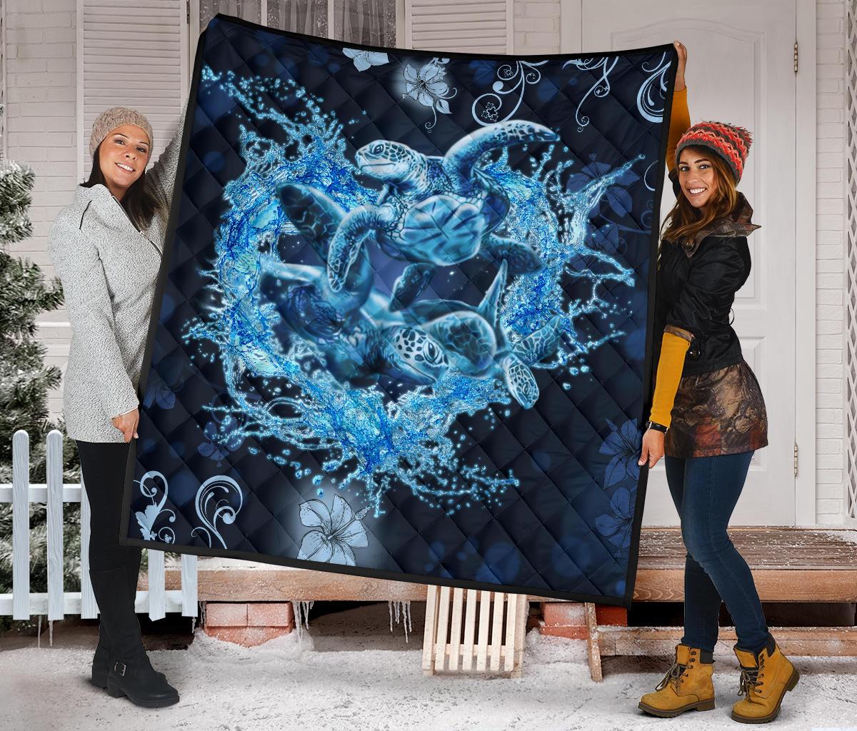 Hawaii Turtle Sea Ohana Premium Quilt - Polynesian Pride