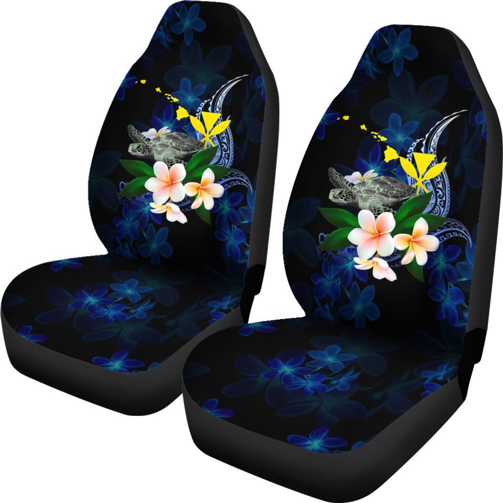 Polynesian Hawaii Car Seat Covers - Turtle With Plumeria Flowers - Polynesian Pride
