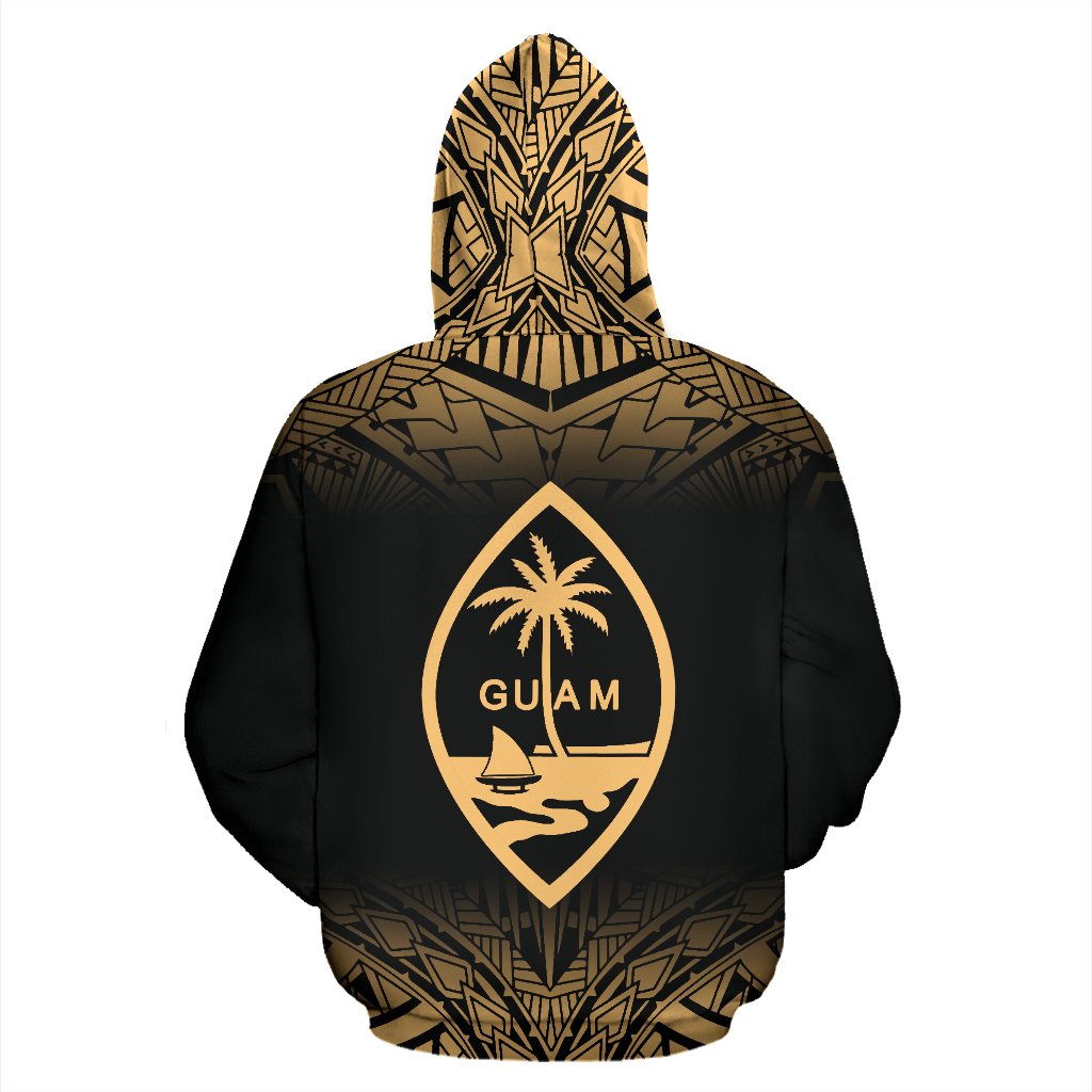 Guam All Over Custom Zip up Hoodie Gold Fog - Polynesian Pride