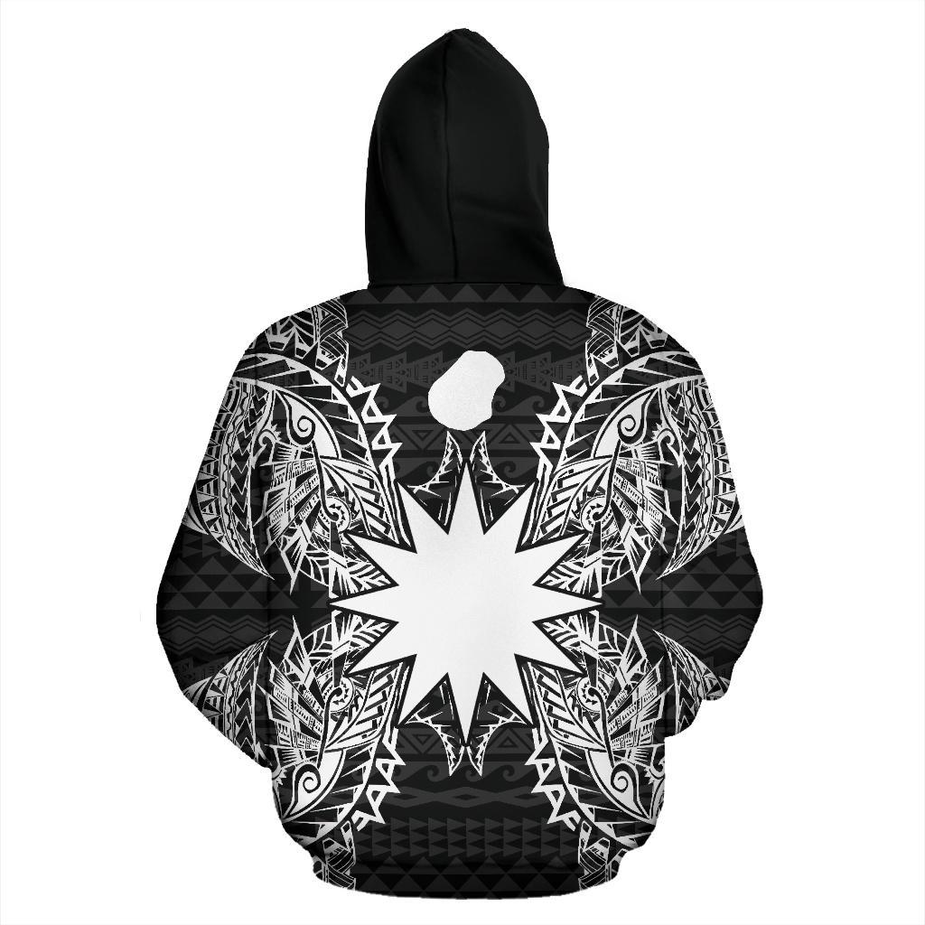 Nauru Polynesian All Over Zip up Hoodie Map Black - Polynesian Pride