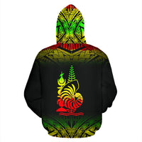 New Caledonia Polynesian All Over Hoodie Fog Reggae Hoodie - Polynesian Pride