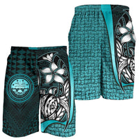 Federated States of Micronesia Men's Shorts Turquoise - Turtle With Hook - Polynesian Pride