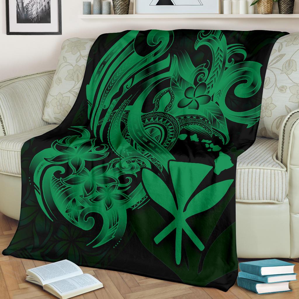 Polynesian Hawaii All Over Premium Blanket - Kanaka Maoli Green Turtle - Polynesian Pride