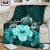 Polynesian Premium Blanket Turtle And Hibiscus Turquoise - Polynesian Pride