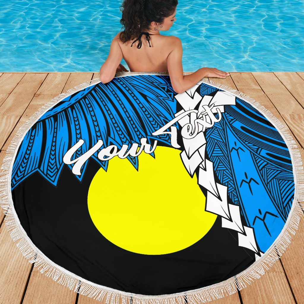 Palau Polynesian Beach Blanket - Tribal Wave Tattoo Flag Style - Polynesian Pride