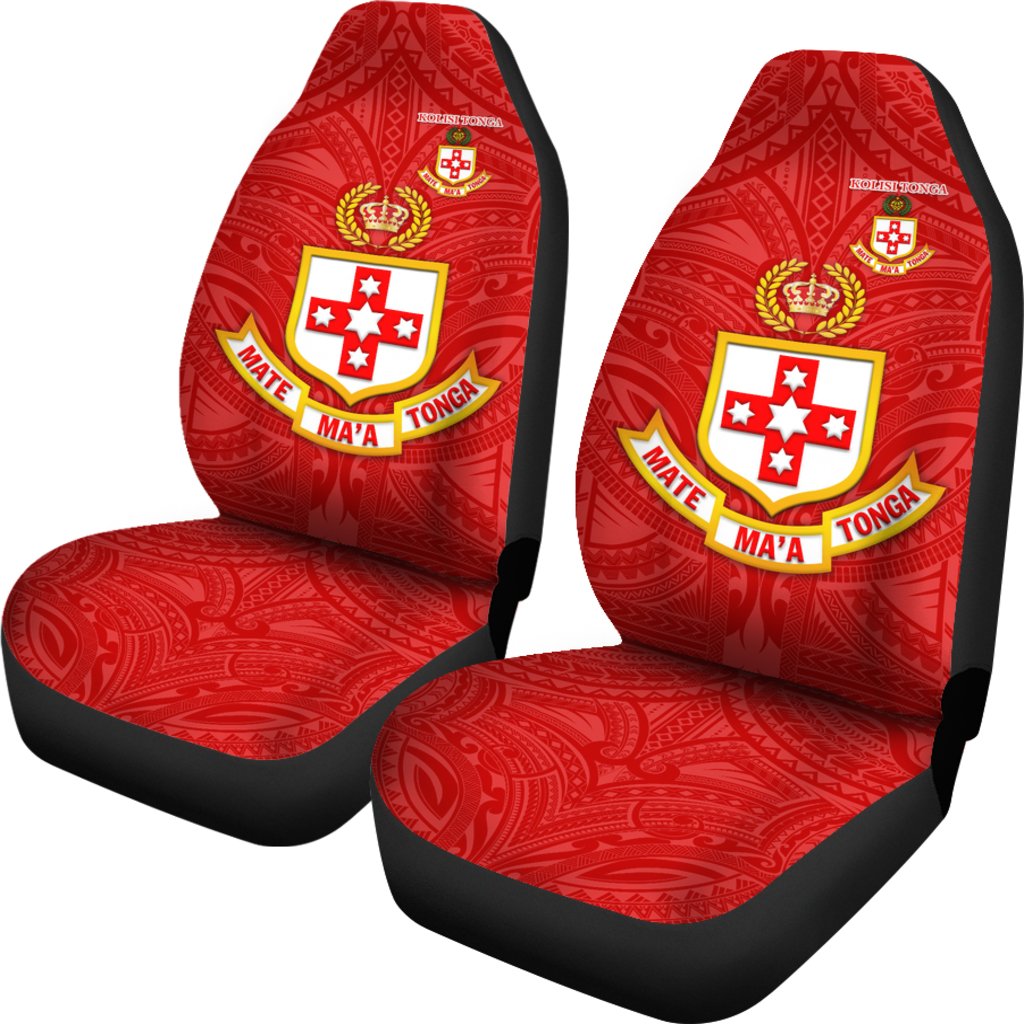 Kolisi Tonga Car Seat Covers Mate Ma'a Tonga Rugby Ashburton Old Boys Universal Fit Red - Polynesian Pride