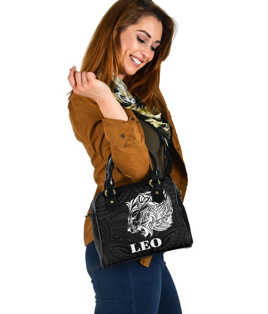 Sun In Leo Zodiac Shoulder Handbag Polynesian Tattoo Simple - White - Polynesian Pride