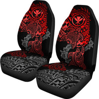 Hawaii Polynesian Seat Covers - Red Kanaka Maoli Turtle Tattoo Hibiscus Turtle Flowing - Polynesian Pride