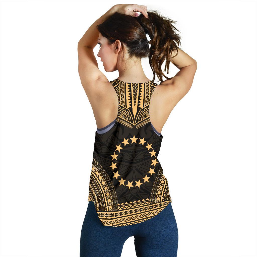 Cook Islands Women's Racerback Tank - Polynesian Chief Gold Version - Polynesian Pride