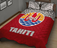 Tahiti Polynesian Quilt Bed Set - Tahiti Flag Polynesian Tattoo - Polynesian Pride