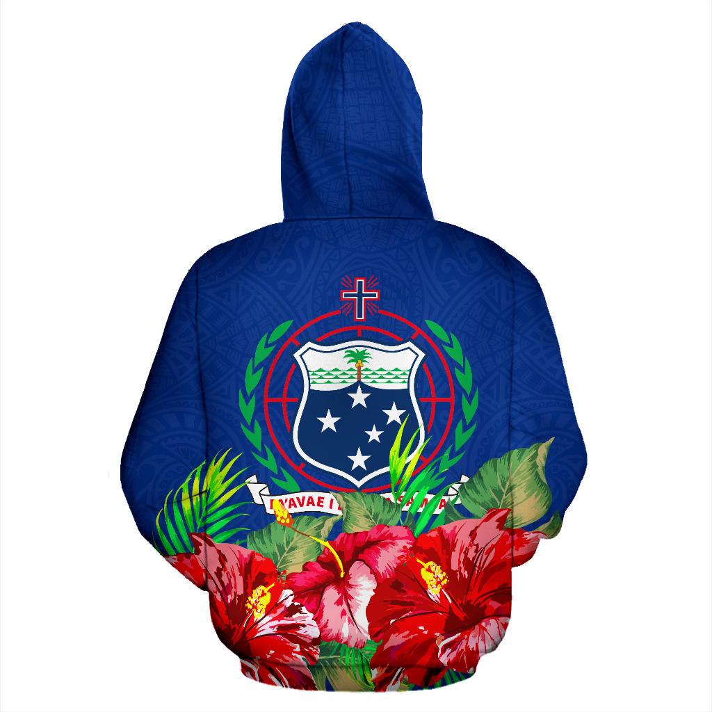 Samoa Polynesian Zip Hoodie Flag Hibiscus - Polynesian Pride