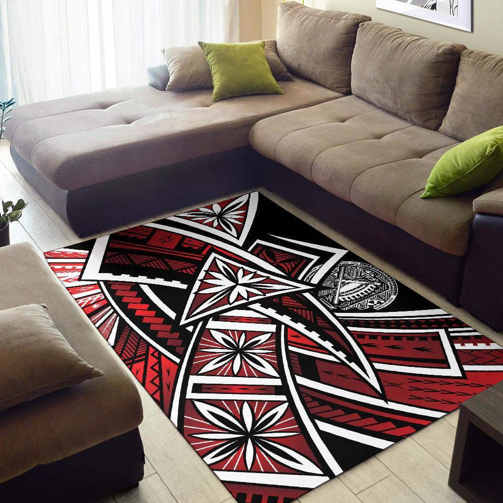 American Samoa Polynesian Area Rug - Tribal Flower Special Pattern Red Color - Polynesian Pride