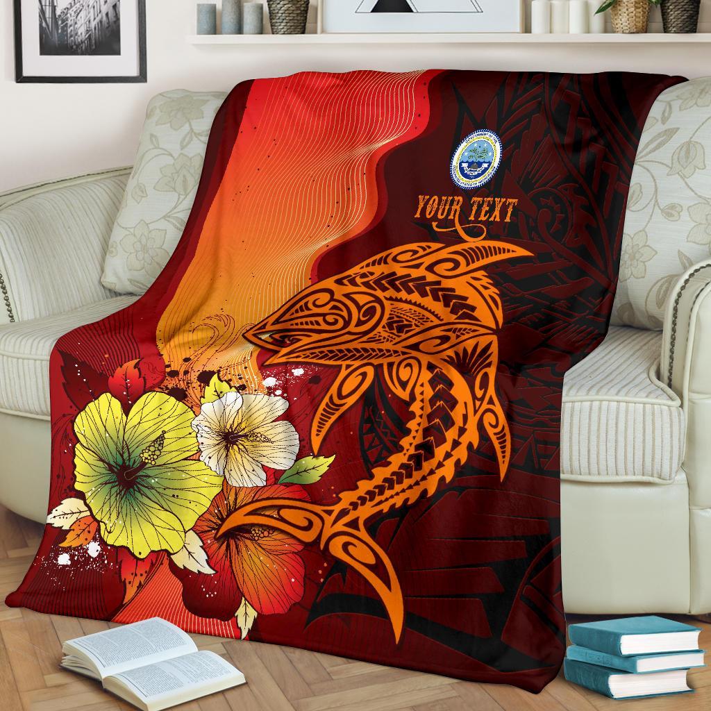Guam Custom Personalised Premium Blankets - Tribal Tuna Fish White - Polynesian Pride