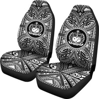 Samoa Car Seat Cover - Samoa Coat Of Arms Polynesian White Black - Polynesian Pride