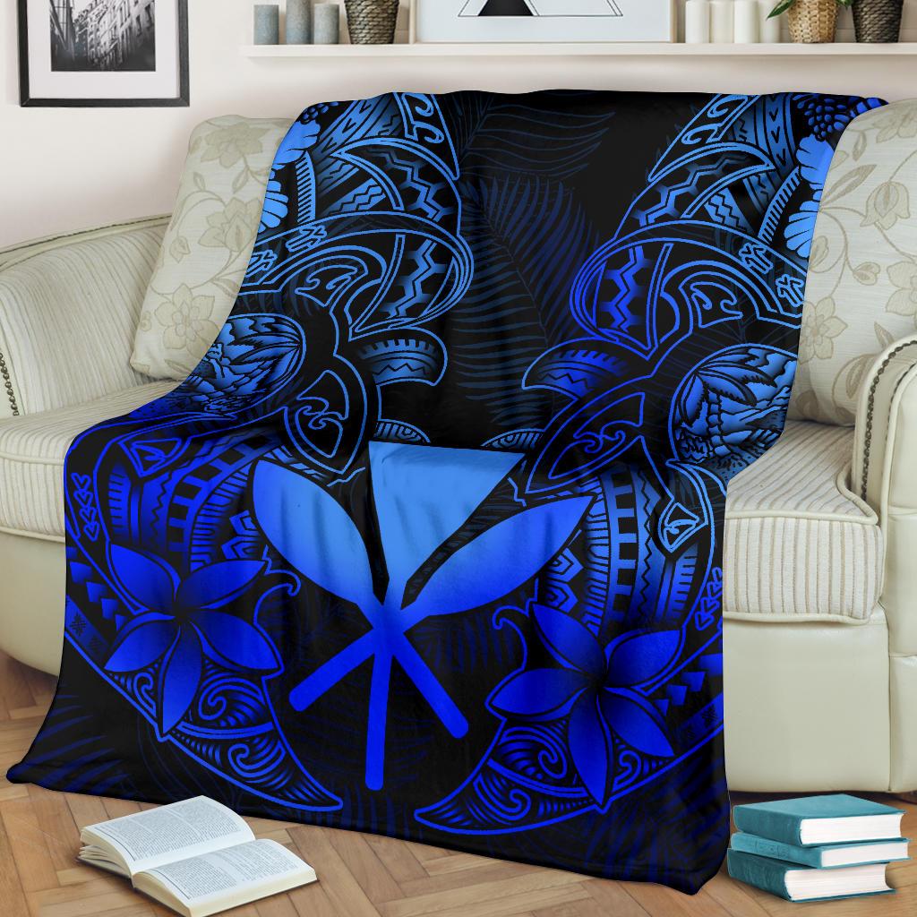 Polynesian Hawaii (Kanaka Maoli) Premium Blanket - Blue Turtle Homeland - Polynesian Pride