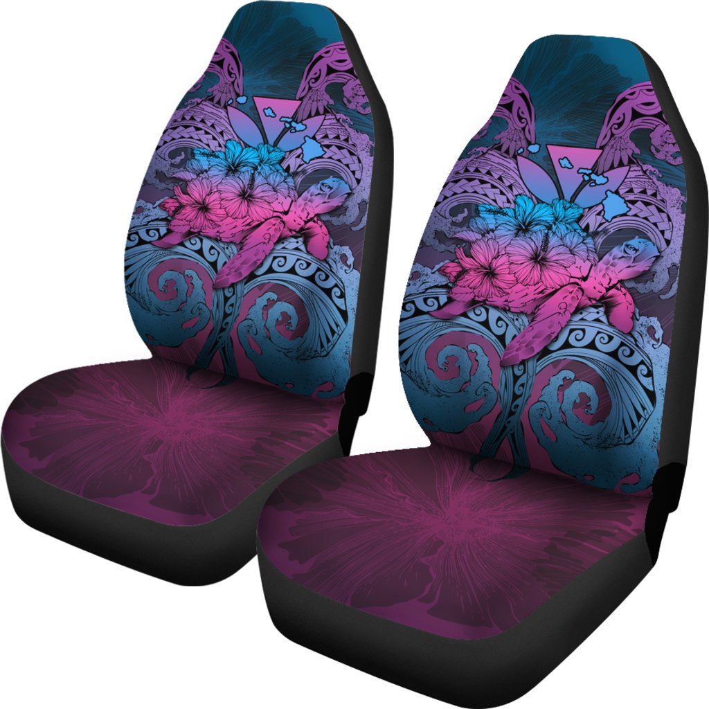 Hawaii Turtle Wave Polynesian Car Seat Cover - Hey Style Blue Universal Fit Blue - Polynesian Pride