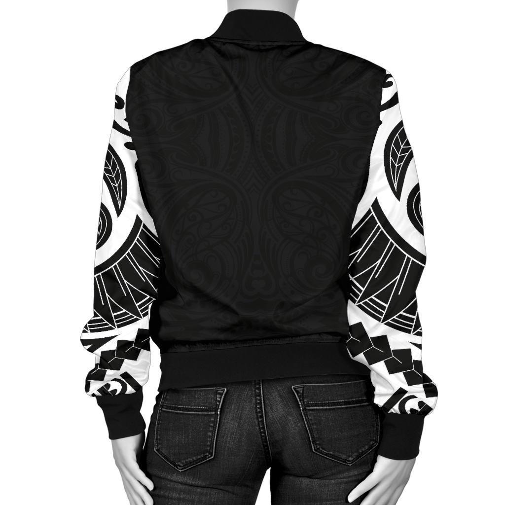 New Zealand Women's Bomber Jacket, Maori Taumutu Tattoo - Polynesian Pride