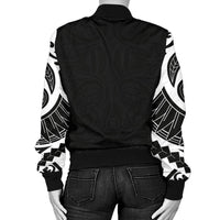 New Zealand Women's Bomber Jacket, Maori Taumutu Tattoo - Polynesian Pride