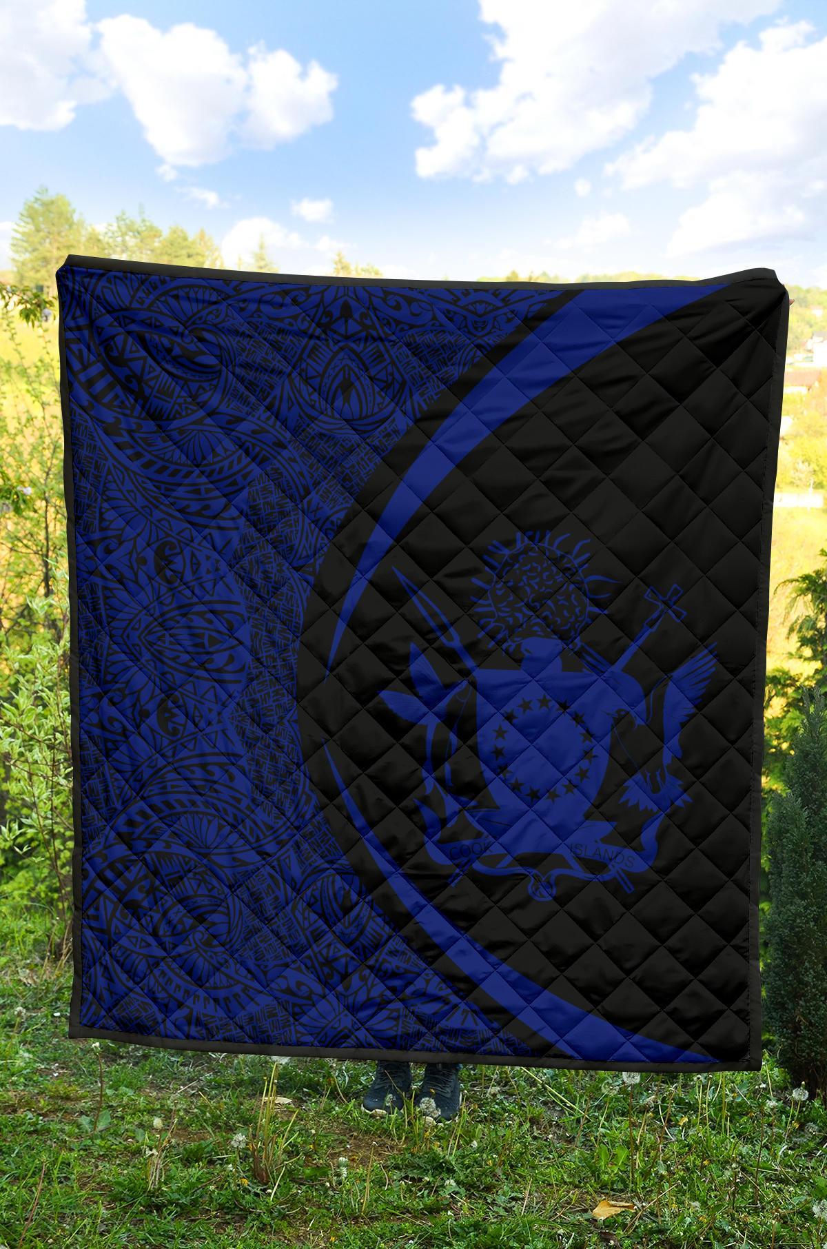 Cook Islands Coat Of Arms Polynesian Premium Quilt - Circle Style - 04 - Polynesian Pride