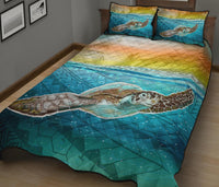 Hawaii Sunshine Palm Tree Polynesian Turtle Quilt Bed Set - Polynesian Pride