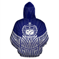 Samoa Polynesian Zip up Hoodie Blue Pride Map and Seal - Polynesian Pride