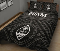 Guam Quilt Bed Set - Guam Seal With Polynesian Tattoo Style (Black) - Polynesian Pride