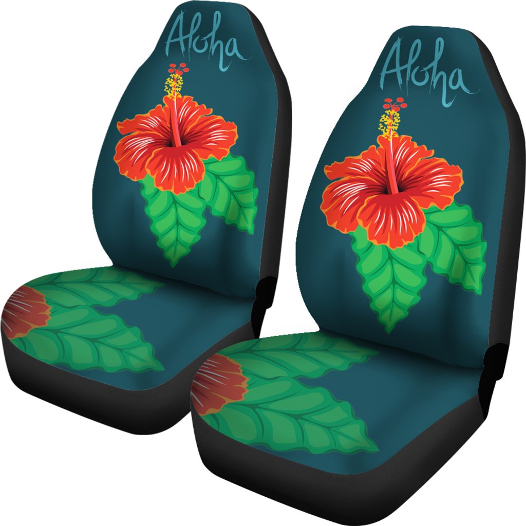 Aloha Hibiscus Car Seat Covers Universal Fit White - Polynesian Pride