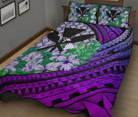 Kanaka Maoli (Hawaiian) - Quilt Bed Set Lauhala Polynesian Hibiscus Purple - Polynesian Pride