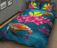Hawaii Plumeria Kanaka Turtle Sea Quilt Bed Set - Polynesian Pride