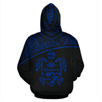 Guam All Over Zip up Hoodie Micronesian Curve Blue Style - Polynesian Pride