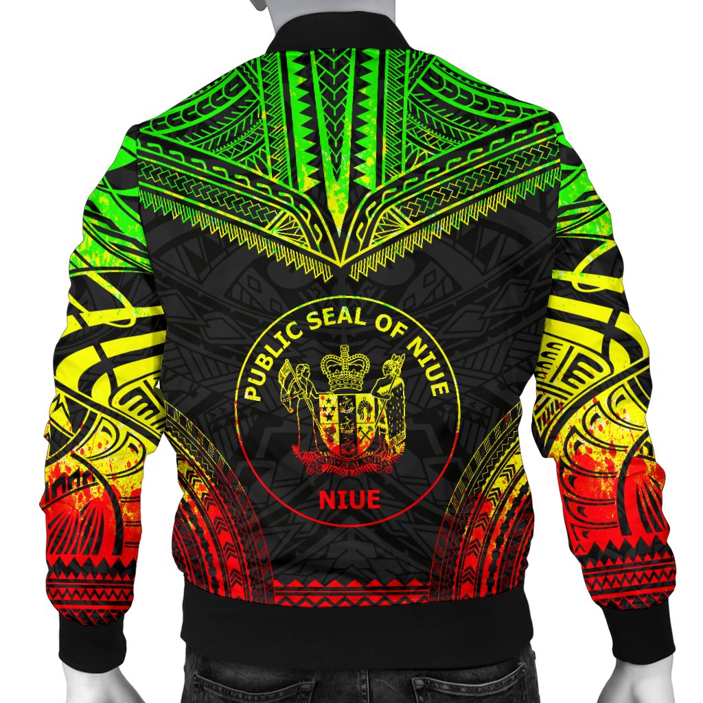 Niue Polynesian Chief Men's Bomber Jacket - Reggae Version - Polynesian Pride