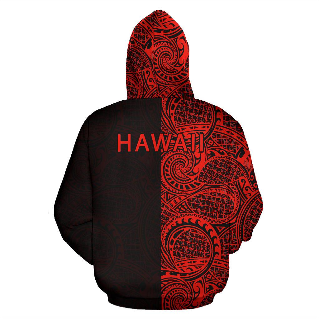 Turtle Hoodie Zip up Polynesian Half Style Red - Polynesian Pride