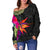 Polynesian Women's Off Shoulder Sweater - Hibiscus Pattern - Polynesian Pride