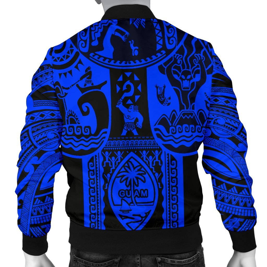 Polynesian Men's Bomber Jackets - Guam Flag, Seal with Maui Moana Tattoo - Polynesian Pride