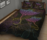 Hawaii Manta Ray Hibiscus Quilt Bed Set - Glitter Style - AH - Polynesian Pride