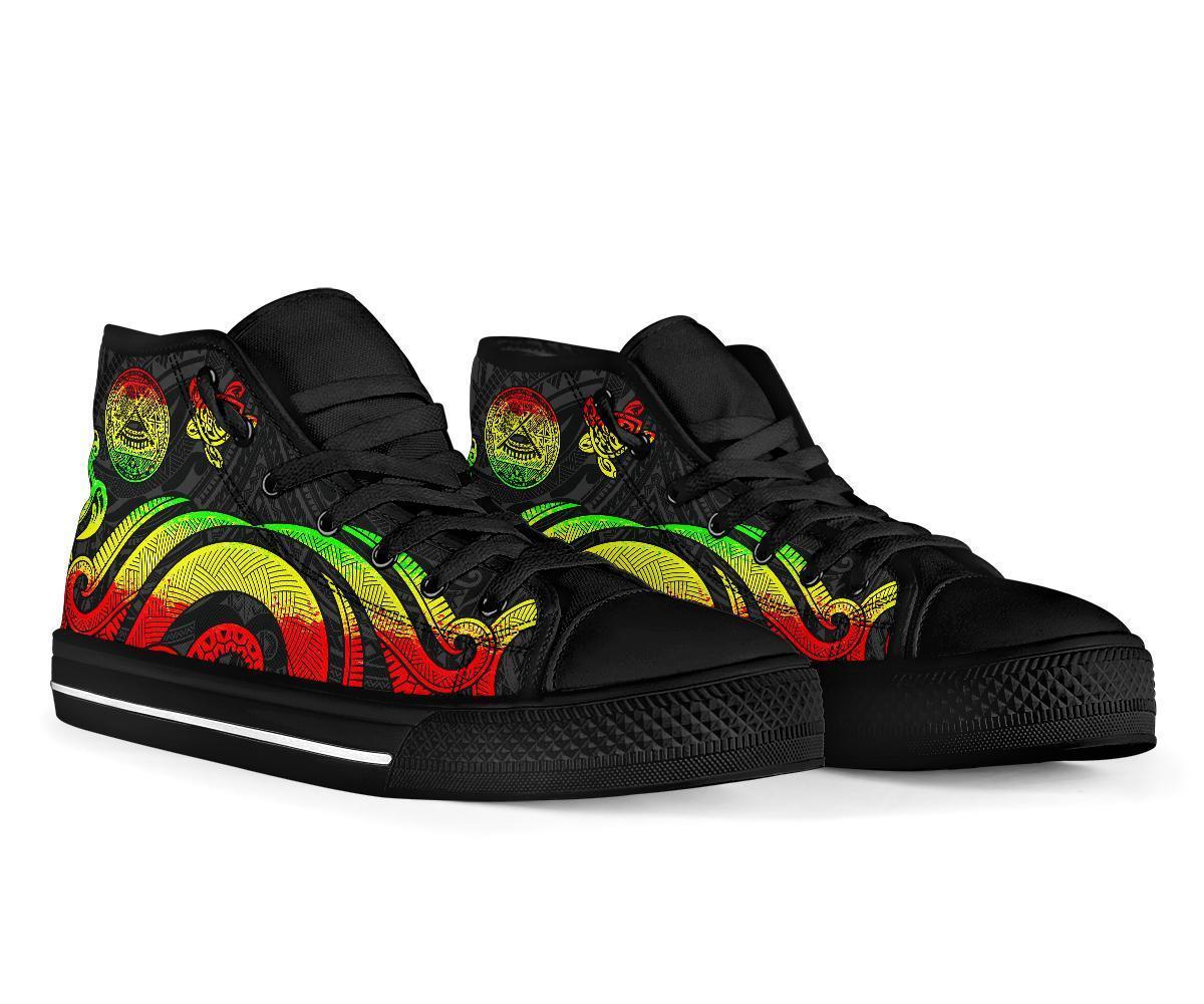 American Samoa High Top Shoes - Reggae Tentacle Turtle - Polynesian Pride