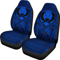 Pohnpei Car Seat Cover - Pohnpei Flag Polynesian Tattoo Blue - Polynesian Pride