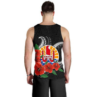Tahiti Polynesian Men Tank Top - Hibiscus Coat of Arm Black - Polynesian Pride