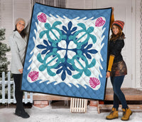 Hawaiian Turtle Pattern Premium Quilt - Pastel - Argu Style - AH - Polynesian Pride