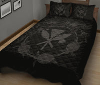 Hawaii Kanaka Turtle Hibiscus Polynesian Quilt Bed Set - Anthea Style Gray - Polynesian Pride