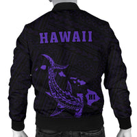 Hawaii Kakau Polynesian Hammerhead Shark Men's Bomber Jacket - Purple - Polynesian Pride
