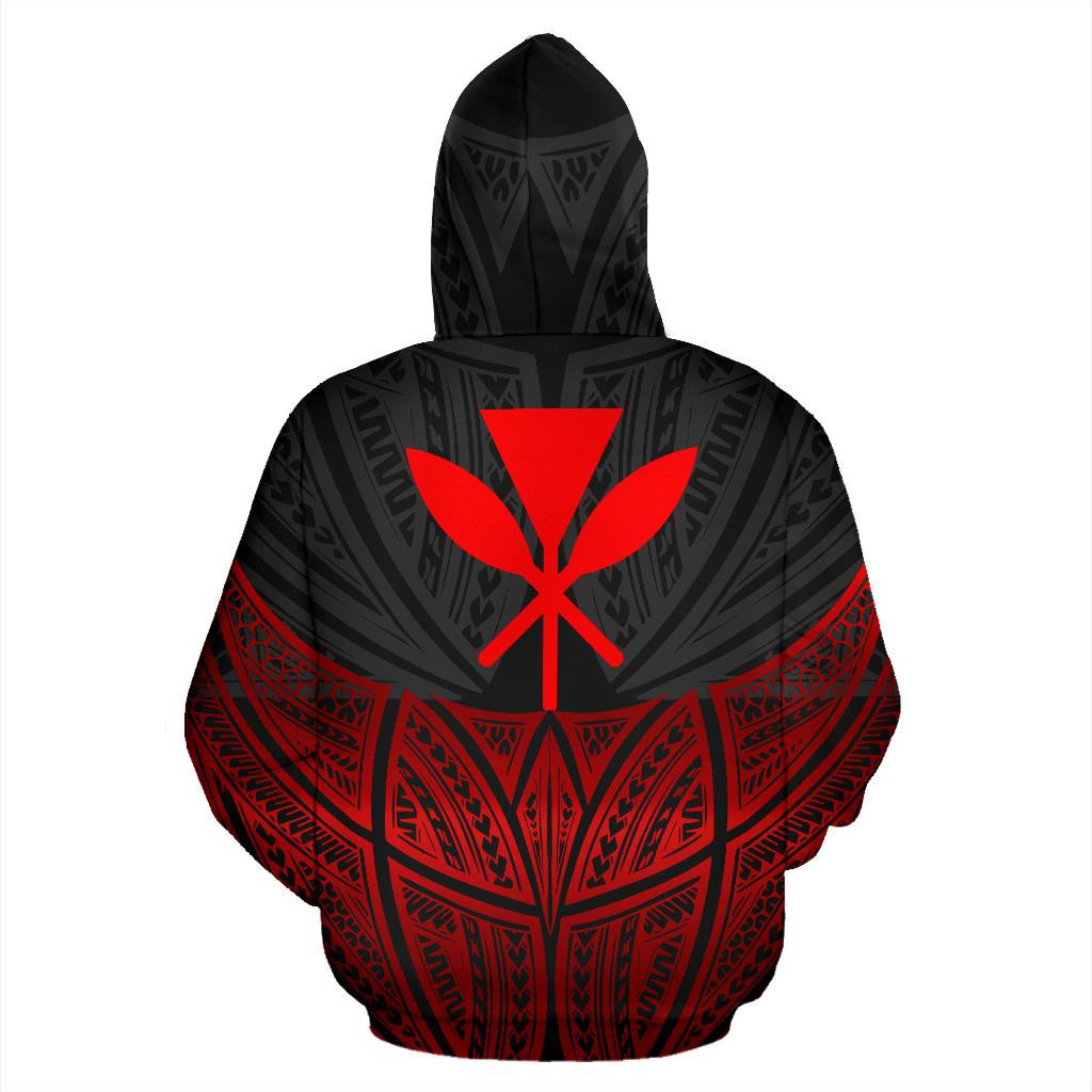 Hawaii Polynesian Zip up Hoodie Red Black Pride Map and Seal - Polynesian Pride
