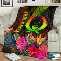 Pohnpei Polynesian Personalised Premium Blanket - Hibiscus and Banana Leaves - Polynesian Pride