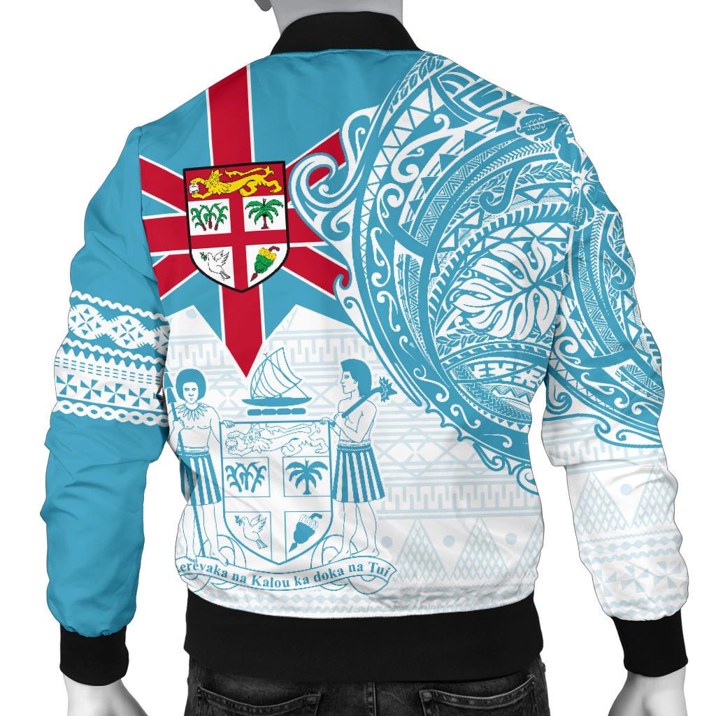 Fiji Polynesian Men's Bomber Jacket - Fiji Flag Fiji Flag with Coat of Arms - Polynesian Pride
