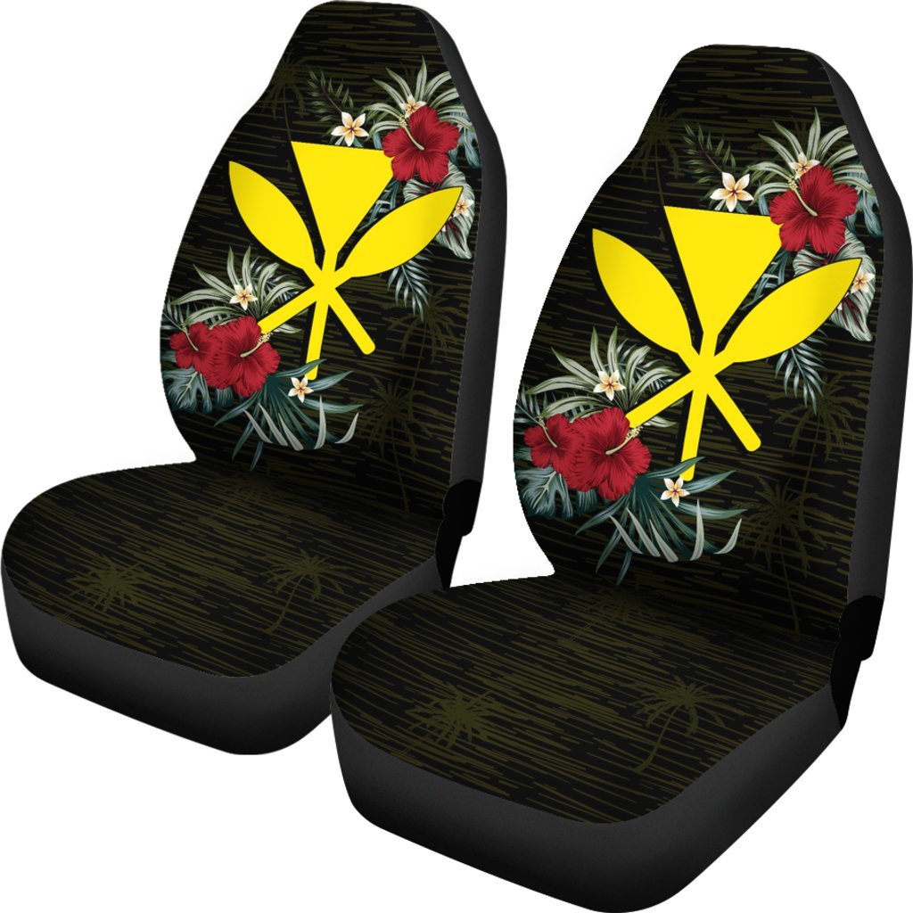 Hawaii Car Seat Covers - Hawaii Kanaka Maoli Hibiscus - A02 Universal Fit Black - Polynesian Pride